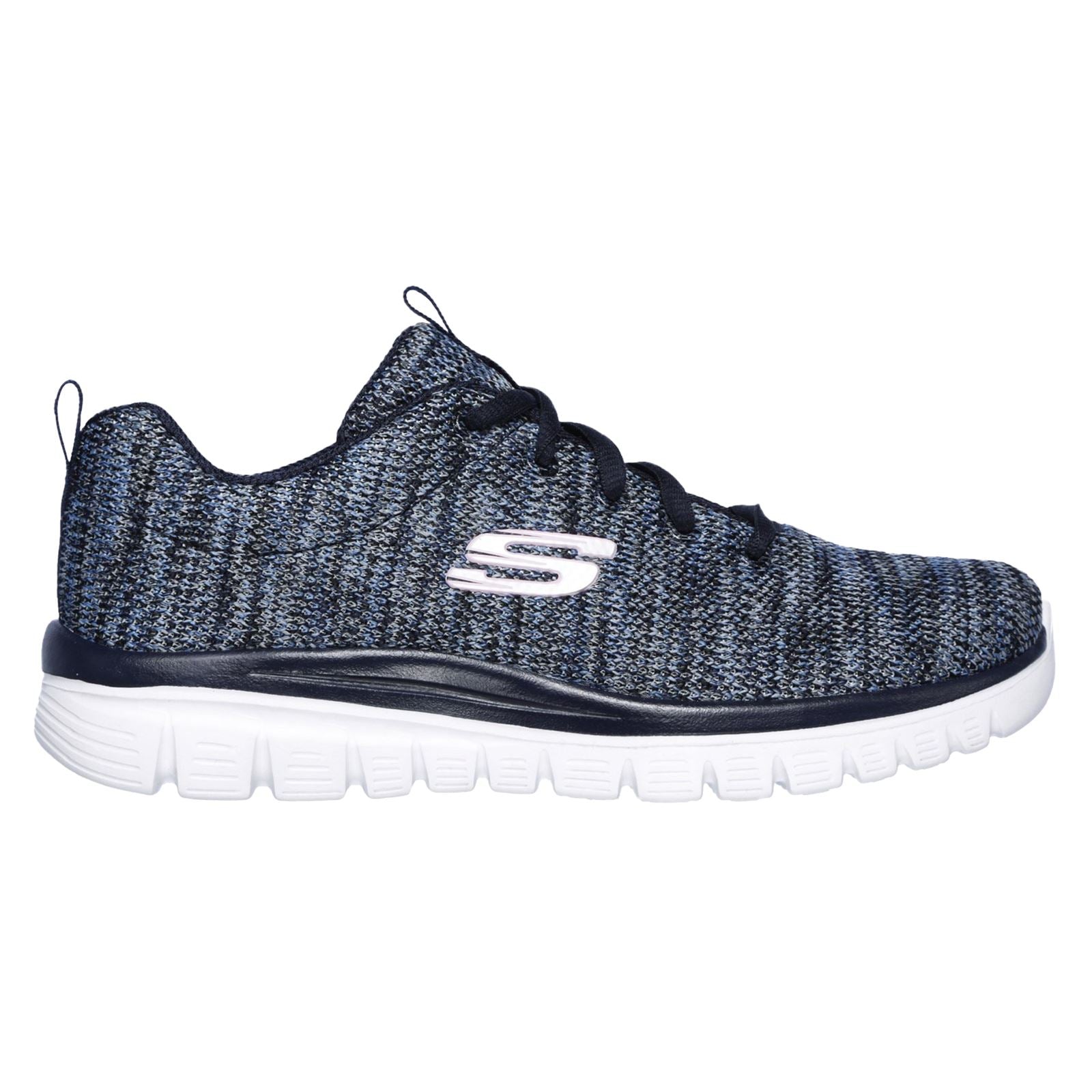 Women's Wide Fit Skechers 12615 Graceful Get Connected Sports Trainers - Navy/Blue