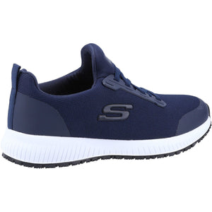 Women's Wide Fit Skechers 77222EC Squad SR Occupational Trainers - Navy