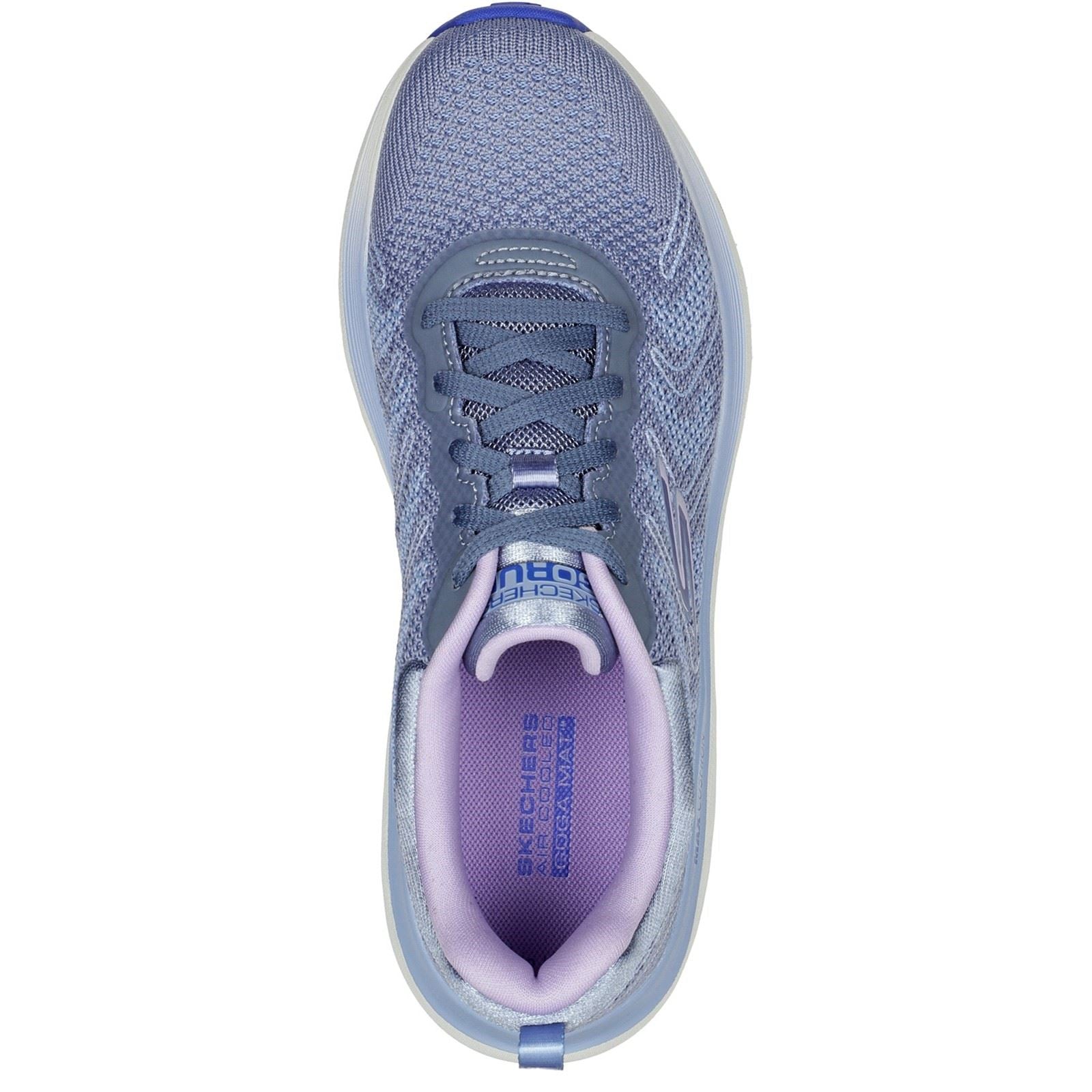 Women's Wide Fit Skechers 129120 Max Cushioning Delta Trainers - Blue/Lavender