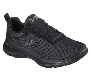 Womens Wide Fit Skechers Flex Appeal 4.0 - 149303 Walking Trainers - Black