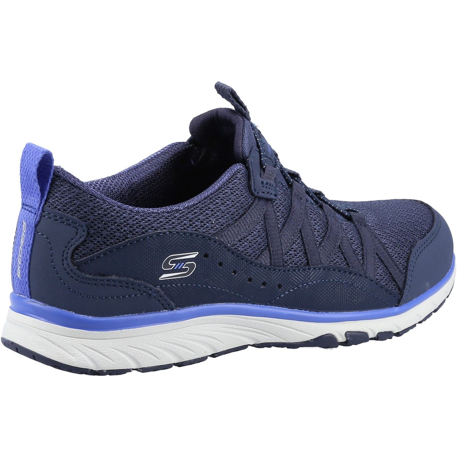 Women's Wide Fit Skechers 104281 Gratis Sport Live Golden Trainers - Navy