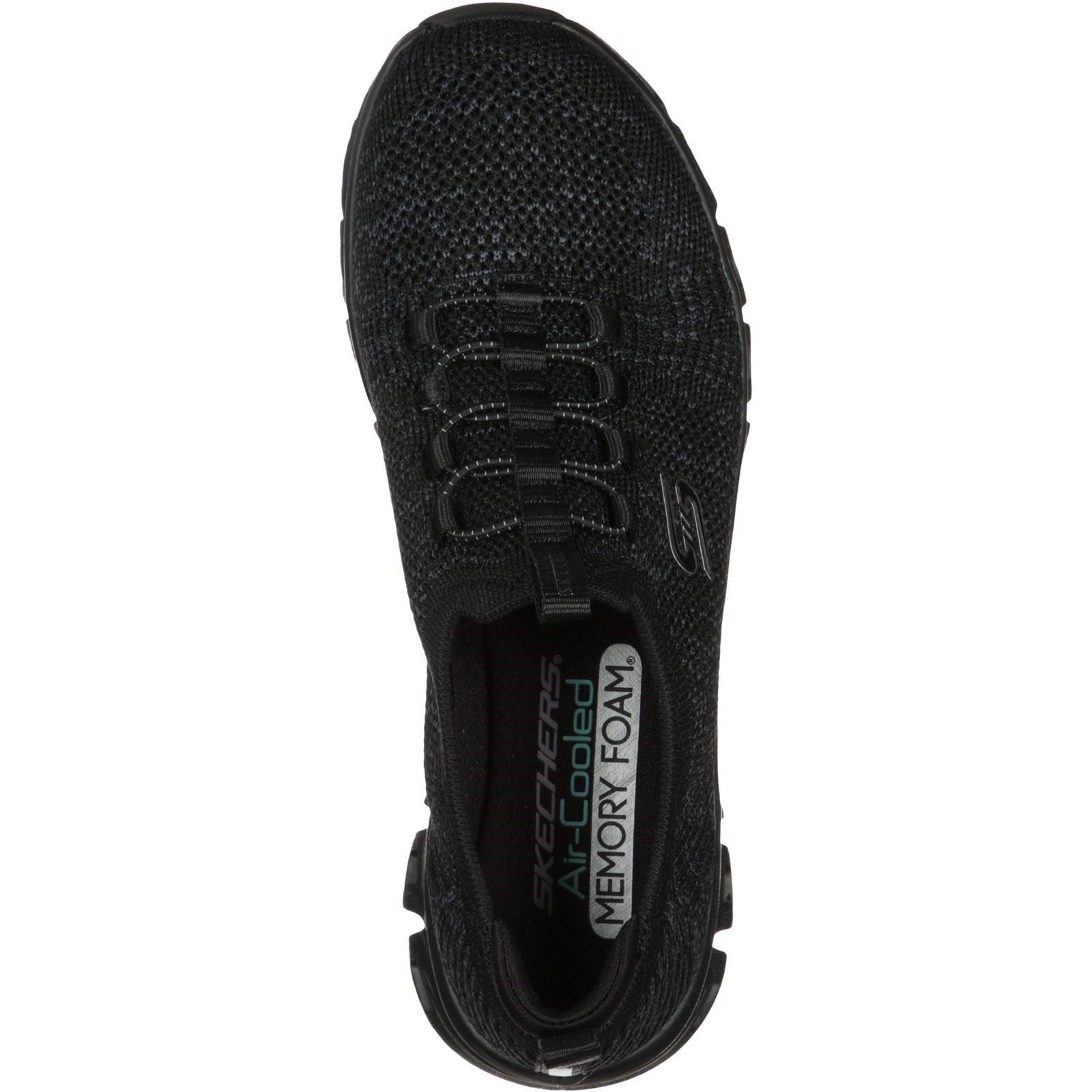 Women's Wide Fit Skechers 104198 Glide Step Grand Flash Trainers - Black