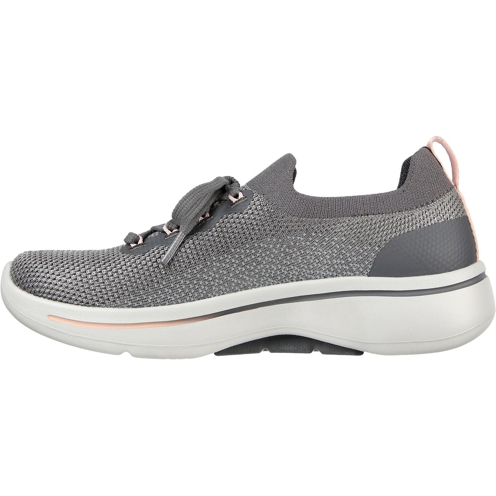 Women's Wide Fit Skechers 124863 Go Walk Arch Fit Clancy Trainers - Grey/Pink