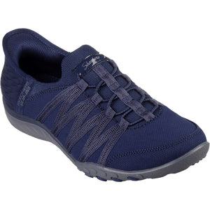 Women's Wide Fit Skechers 100593 Breathe Easy Roll With Me Trainers - Navy