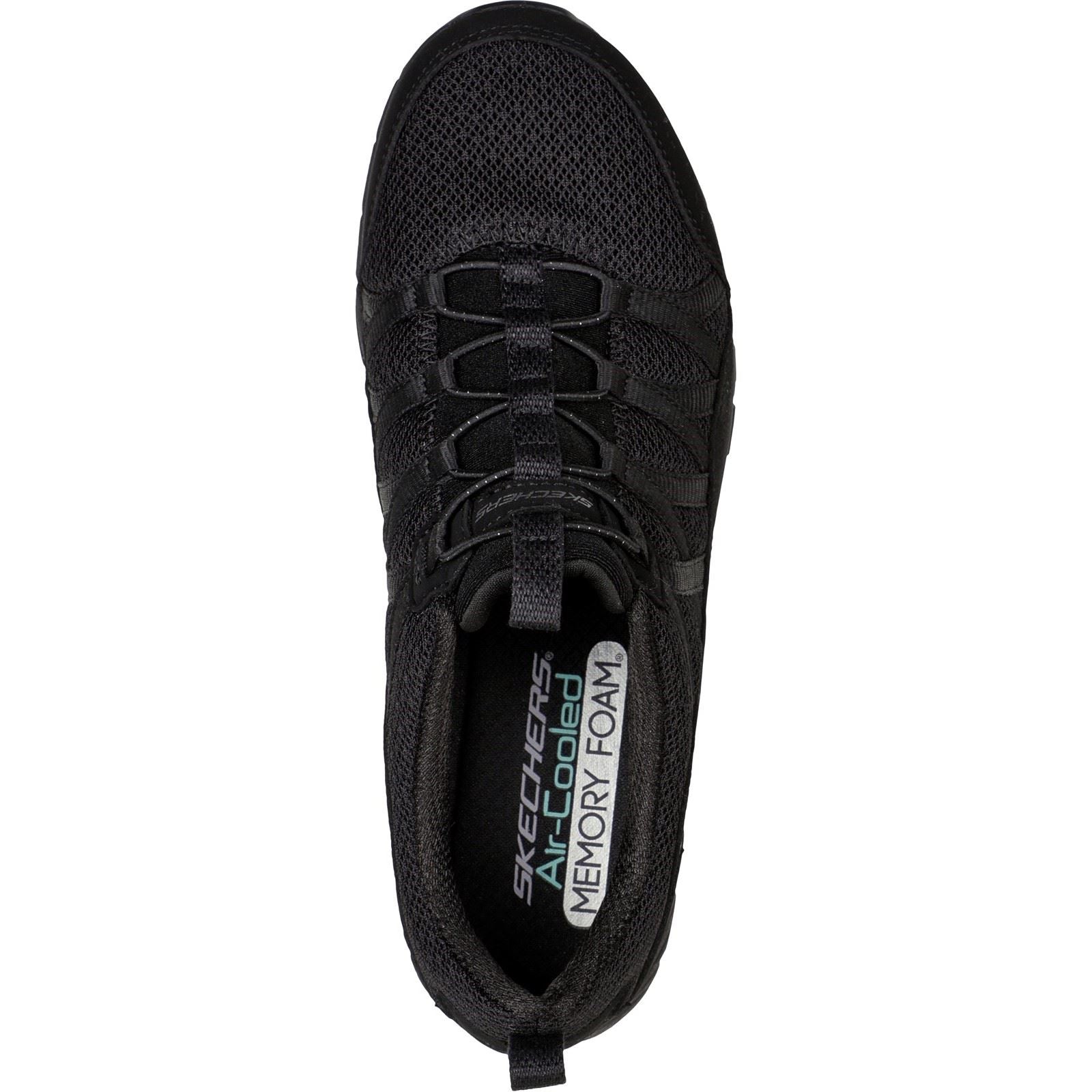 Women's Wide Fit Skechers 104281 Gratis Sport Live Golden Trainers - Black