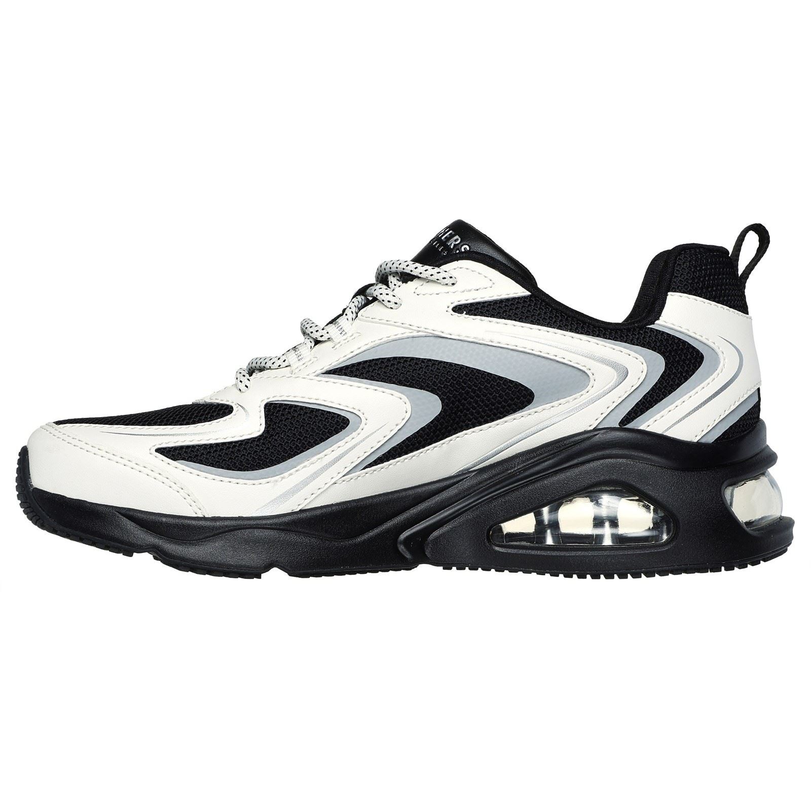 Women's Wide Fit Skechers 177424 Tres Air Uno Street Fl Air Trainers -  Black/White