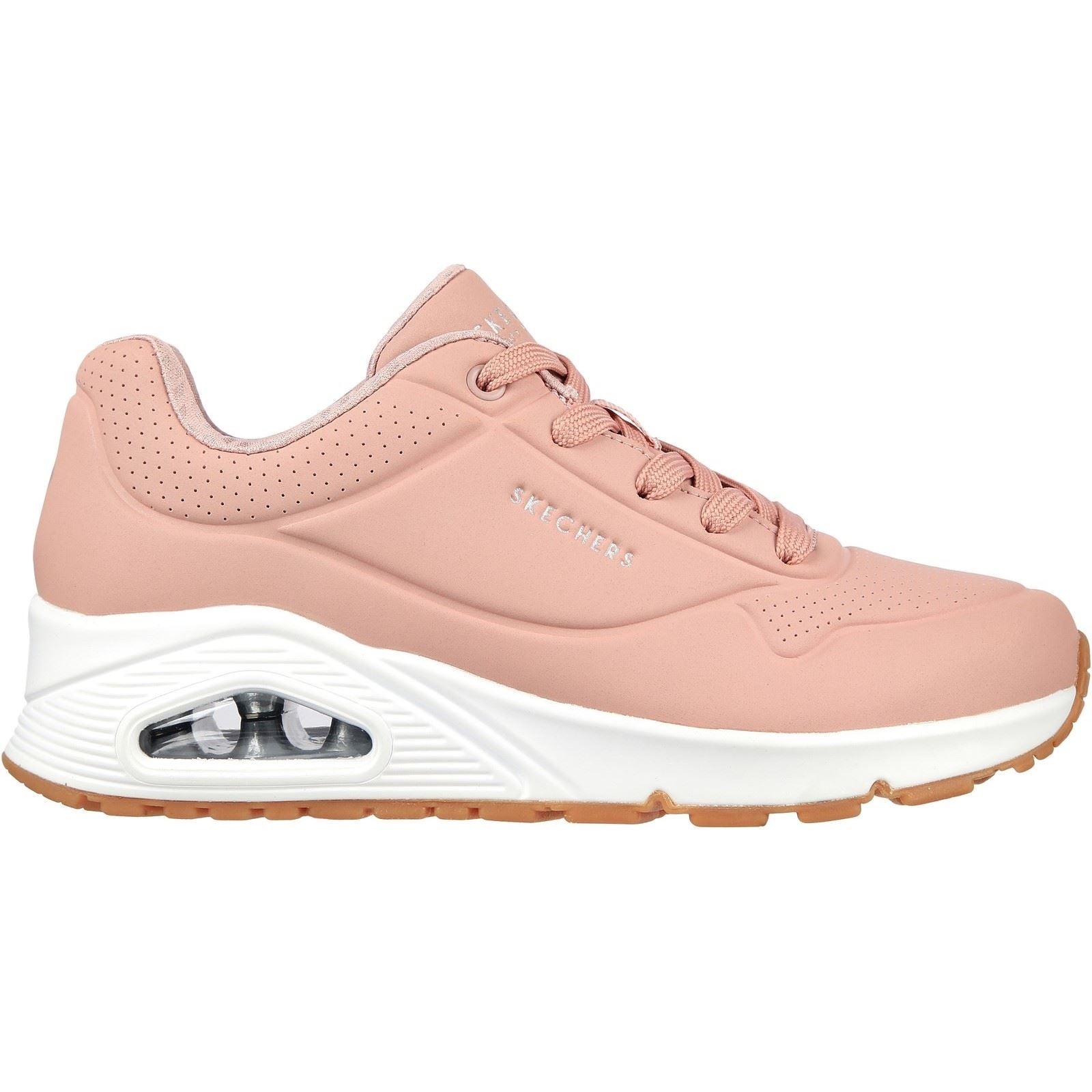 Women's Wide Fit Skechers 73690 Uno Stand On Air Sports Trainers - Blush