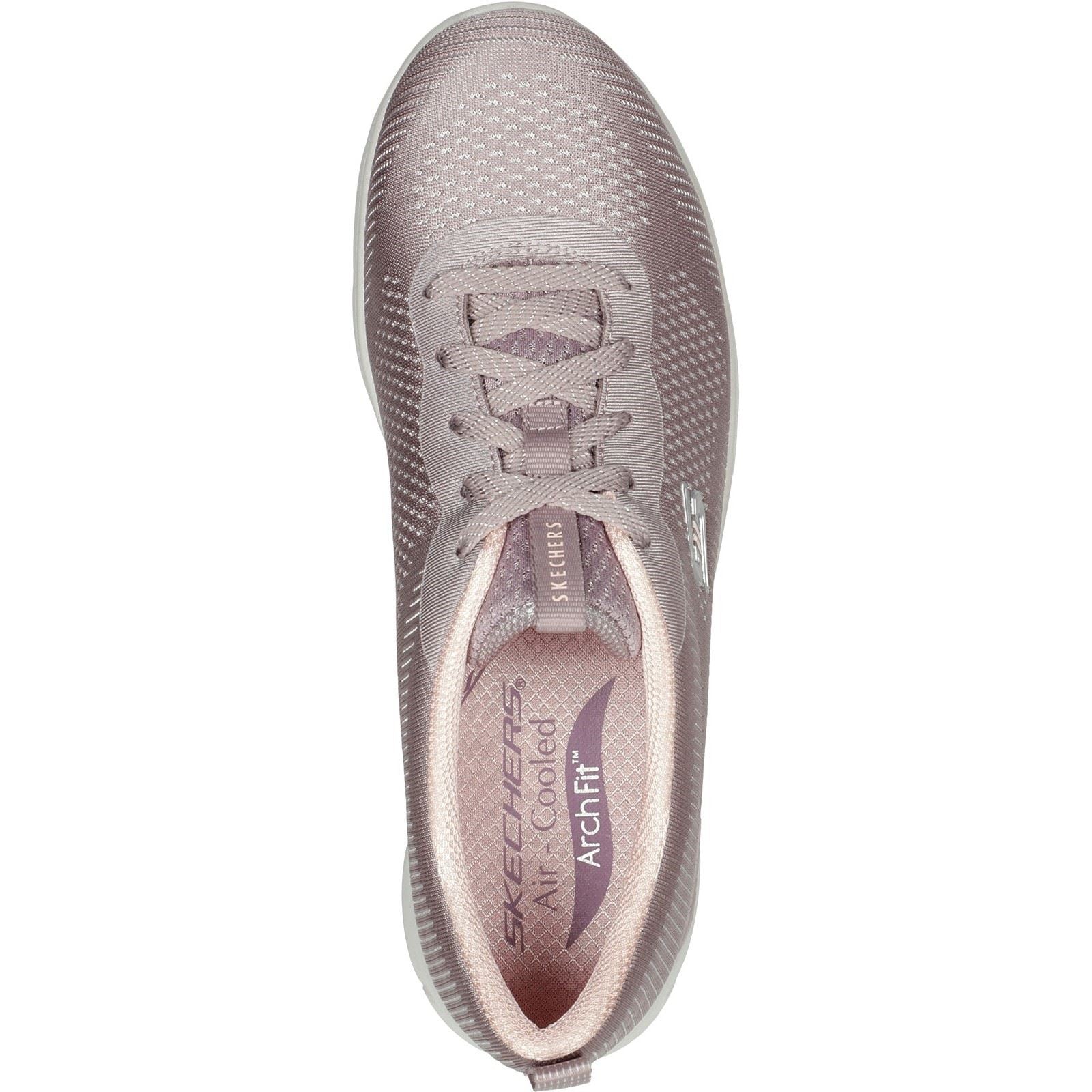 Women's Wide Fit Skechers 104390 Arch Fit Refine Classy Doll Trainers - Dark Taupe