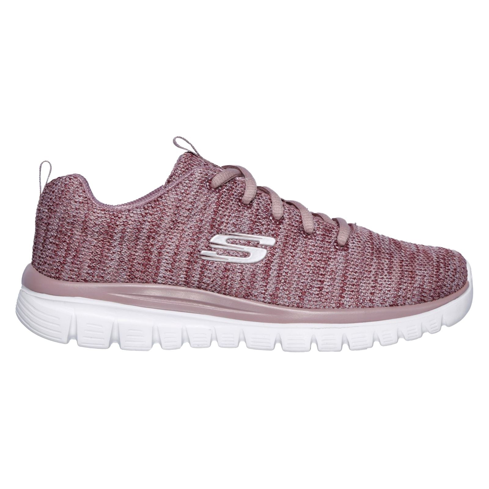 Women's Wide Fit Skechers 12614 Graceful Twisted Fortune Trainers - Mauve