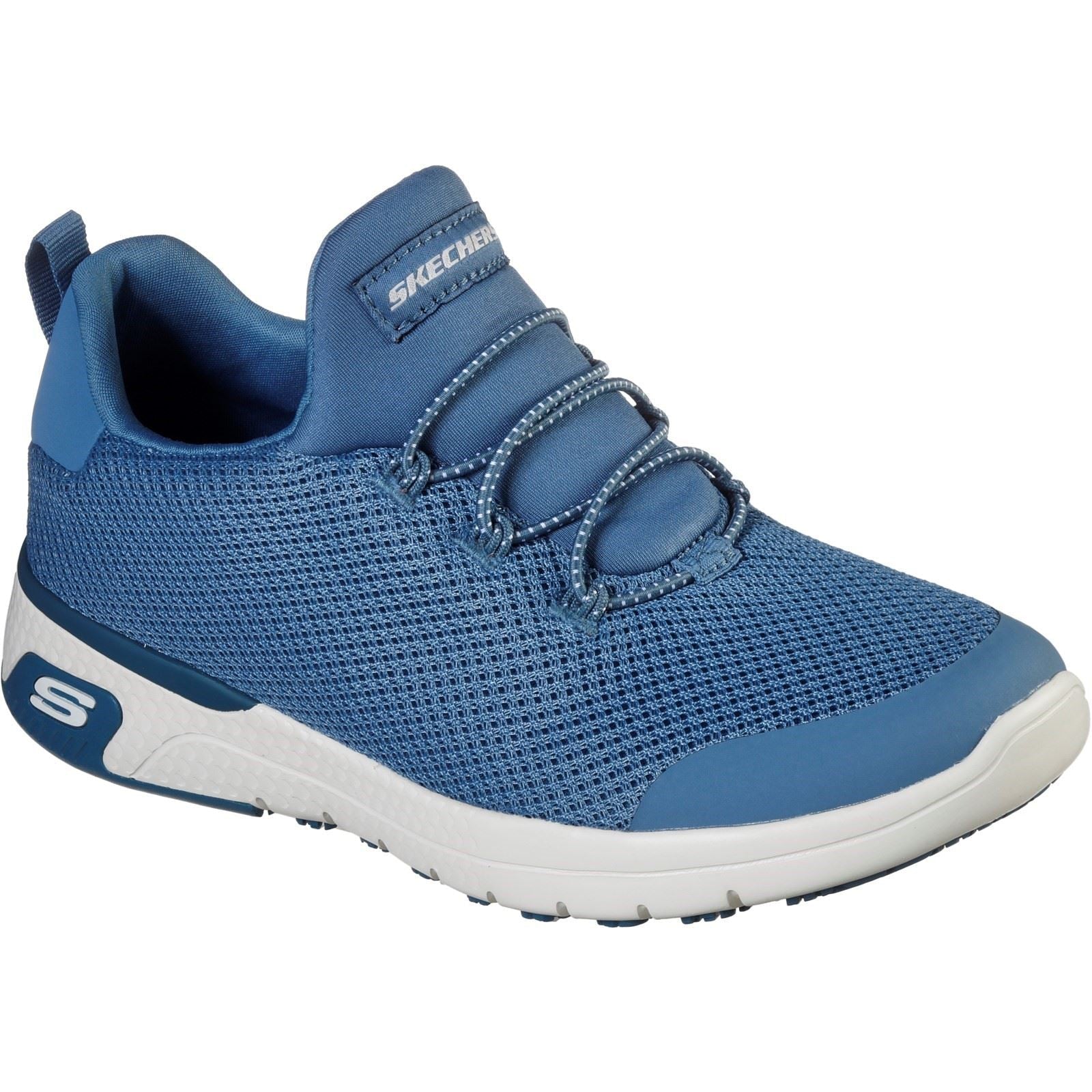 Women's Wide Fit Skechers 77281EC Marsing Waiola SR Safety Trainers - Blue