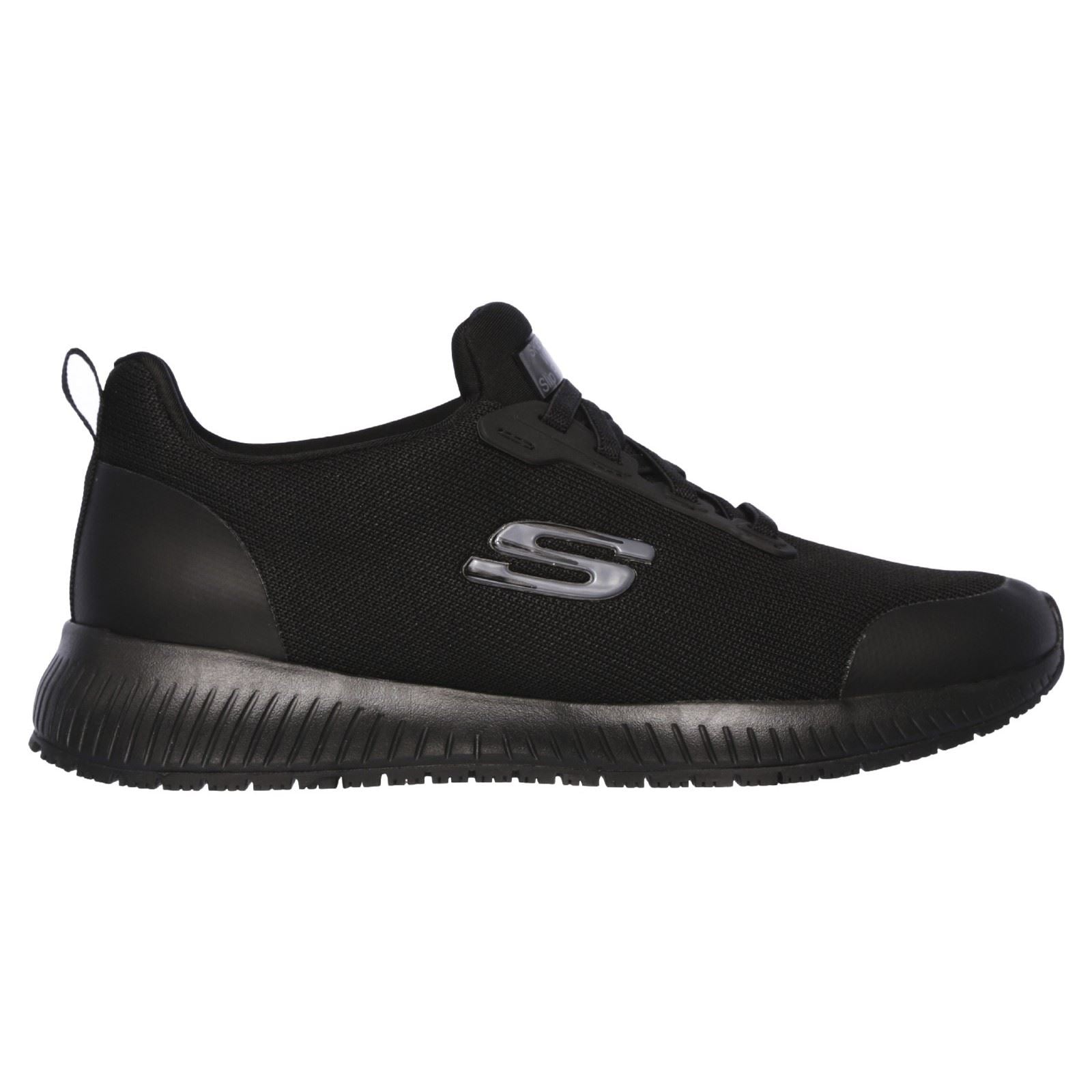 Women's Wide Fit Skechers 77222EC Squad SR Occupational Trainers - Black