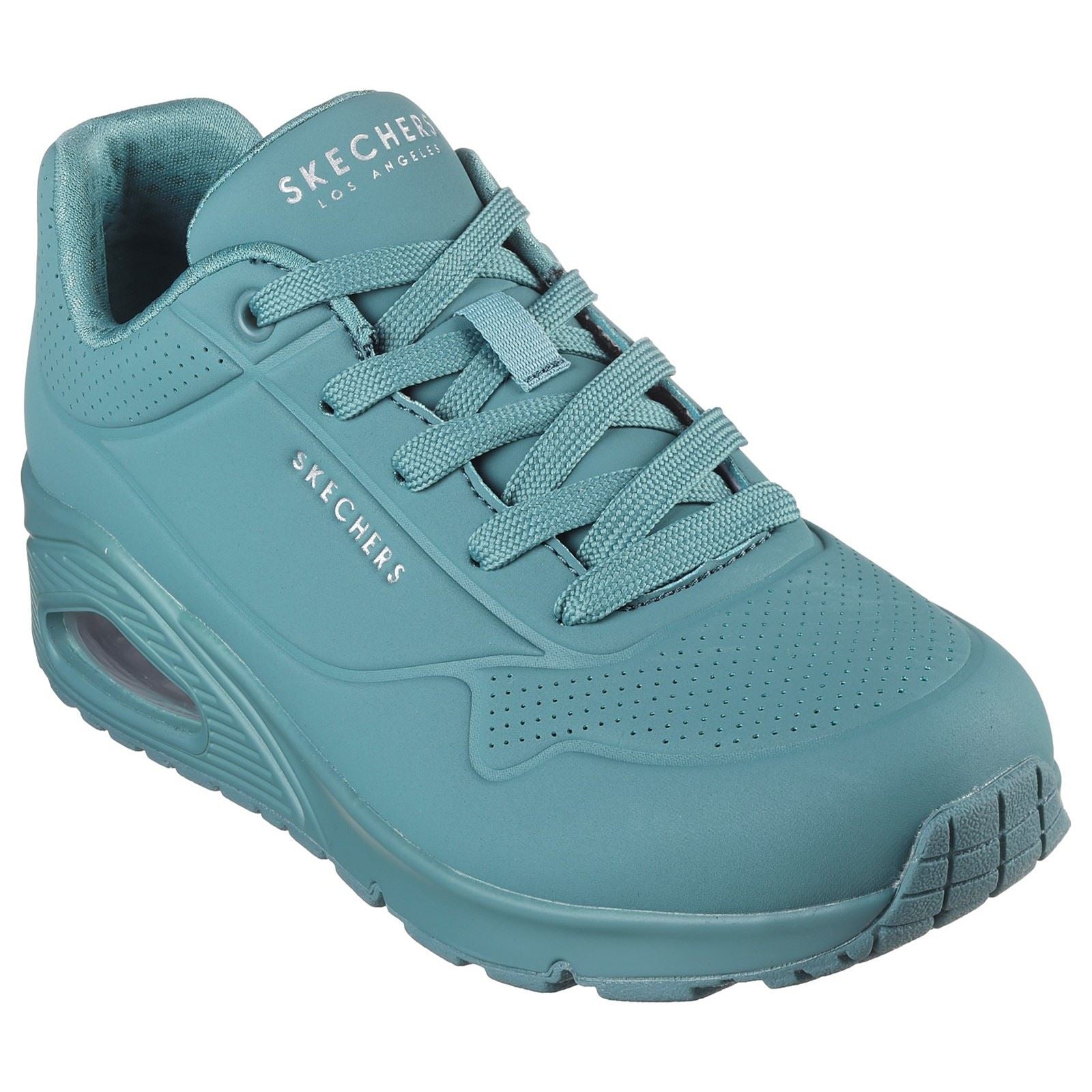 Women's Wide Fit Skechers 73690 Uno Stand On Air Sports Trainers - Teal