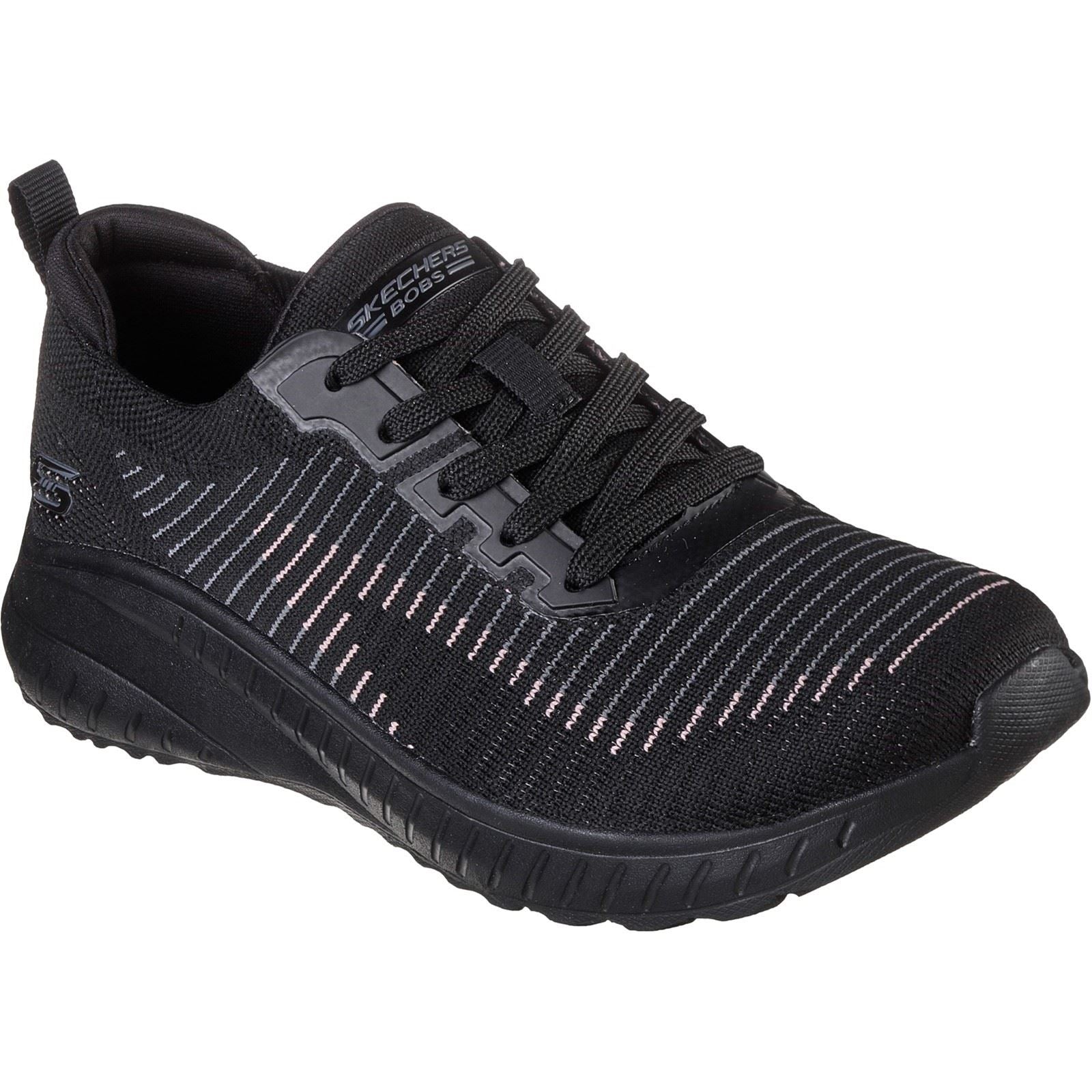 Women's Wide Fit Skechers 117207 Bobs Squad Chaos Renegade Trainers - Black