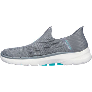 Women's Wide Fit Skechers 124569 Slip-ins GO WALK 6 Fabulous View Trainers - Grey