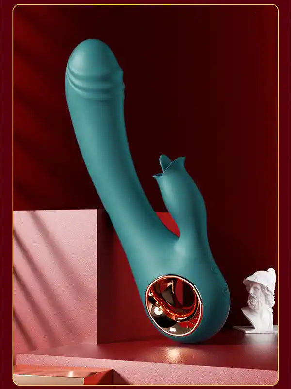 Heated Rechargeable Luxury Vibrator with Tongue Stimulation 19 cm