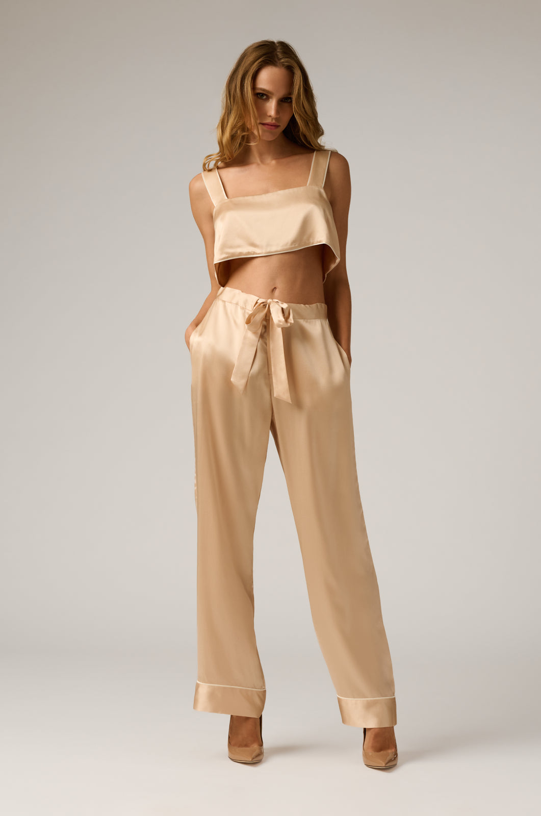 KIKI SILK LOUNGE TIE UP PANT