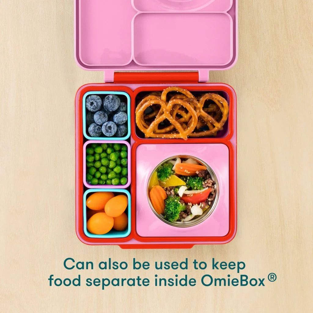 OmieBox Bento Box Inner Compartment Containers 2-Pack Blue and Lime Green