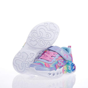 Skechers Little Girls Infinite Heart Light-Up Velcro Lavender / Multi