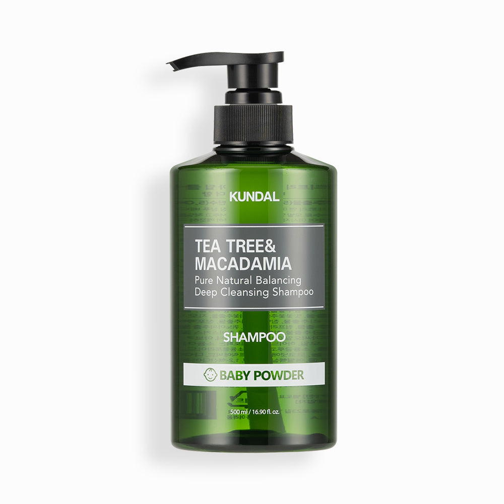 KUNDAL TEA TREE&MACADAMIA Pure Natural Balancing Deep Cleansing Shampoo 500ml #BABY POWDER