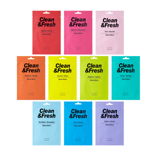 قناع EUNYUL Clean &amp; Fresh Sheet Mask بحجم 22 مل*30 قطعة (10 أنواع) 