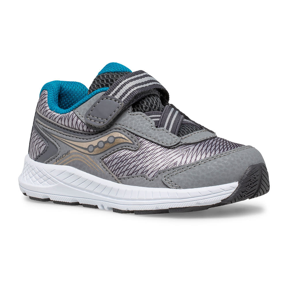 Saucony Toddler/Little Boys Ride 10 Jr. Velcro Sneaker Grey / Blue