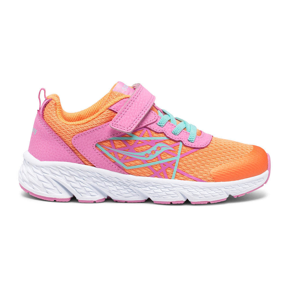 Saucony Little Girls Wind A/C Velcro Sneaker Pink / Coral