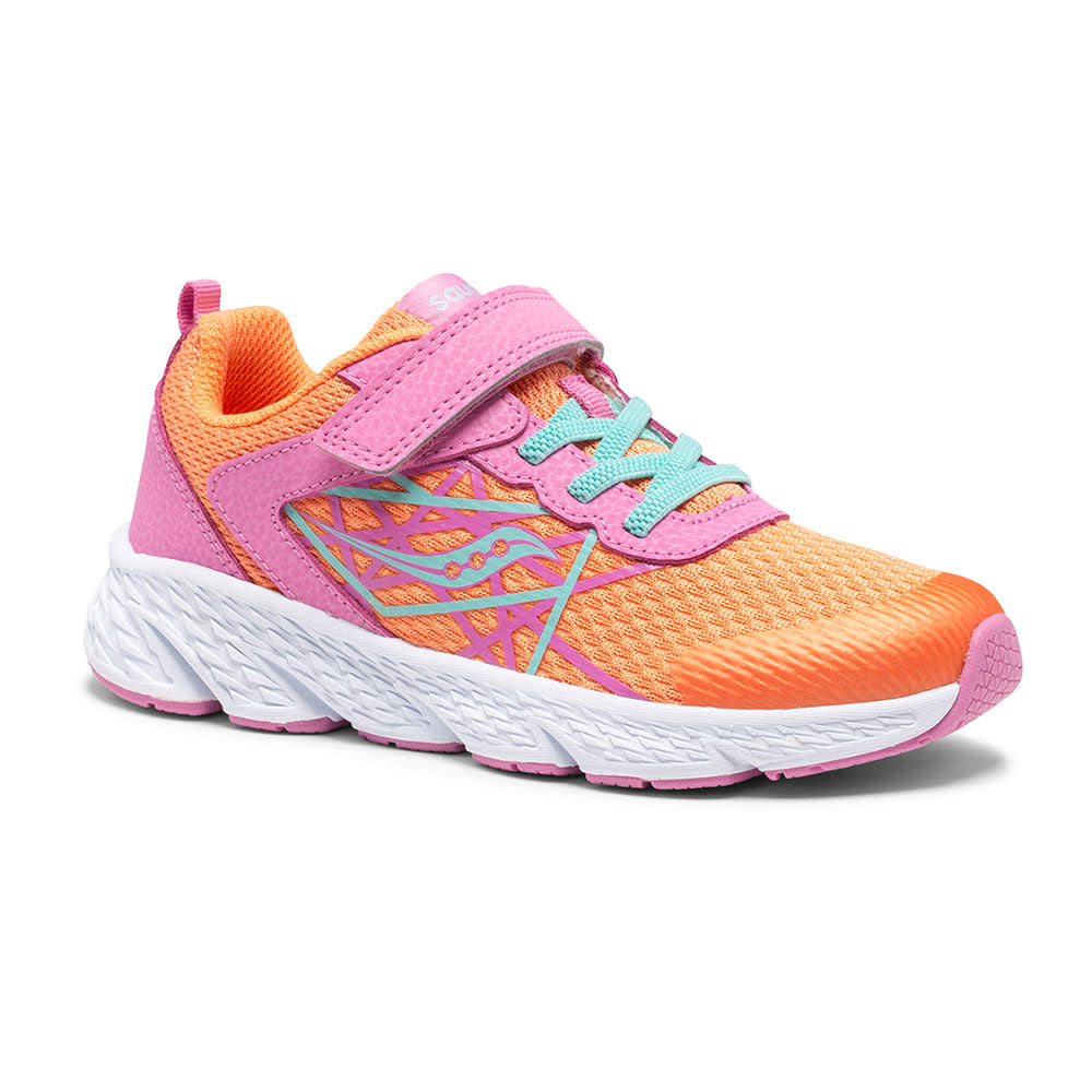 Saucony Little Girls Wind A/C Velcro Sneaker Pink / Coral