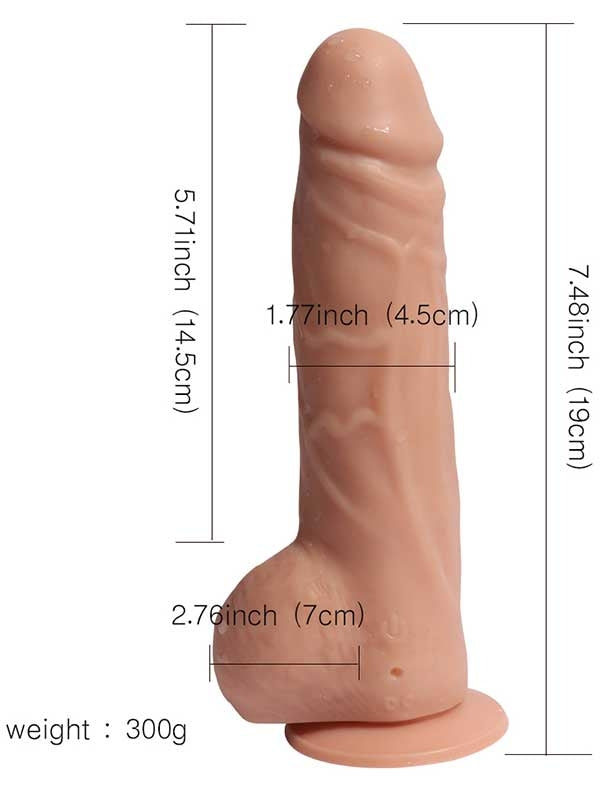 Rechargeable Remote Control Vibrating Realistic Dildo 19 cm