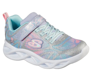 Skechers Little Girls Twisty Brights - Dazzle Flash Velcro Silver / Multi