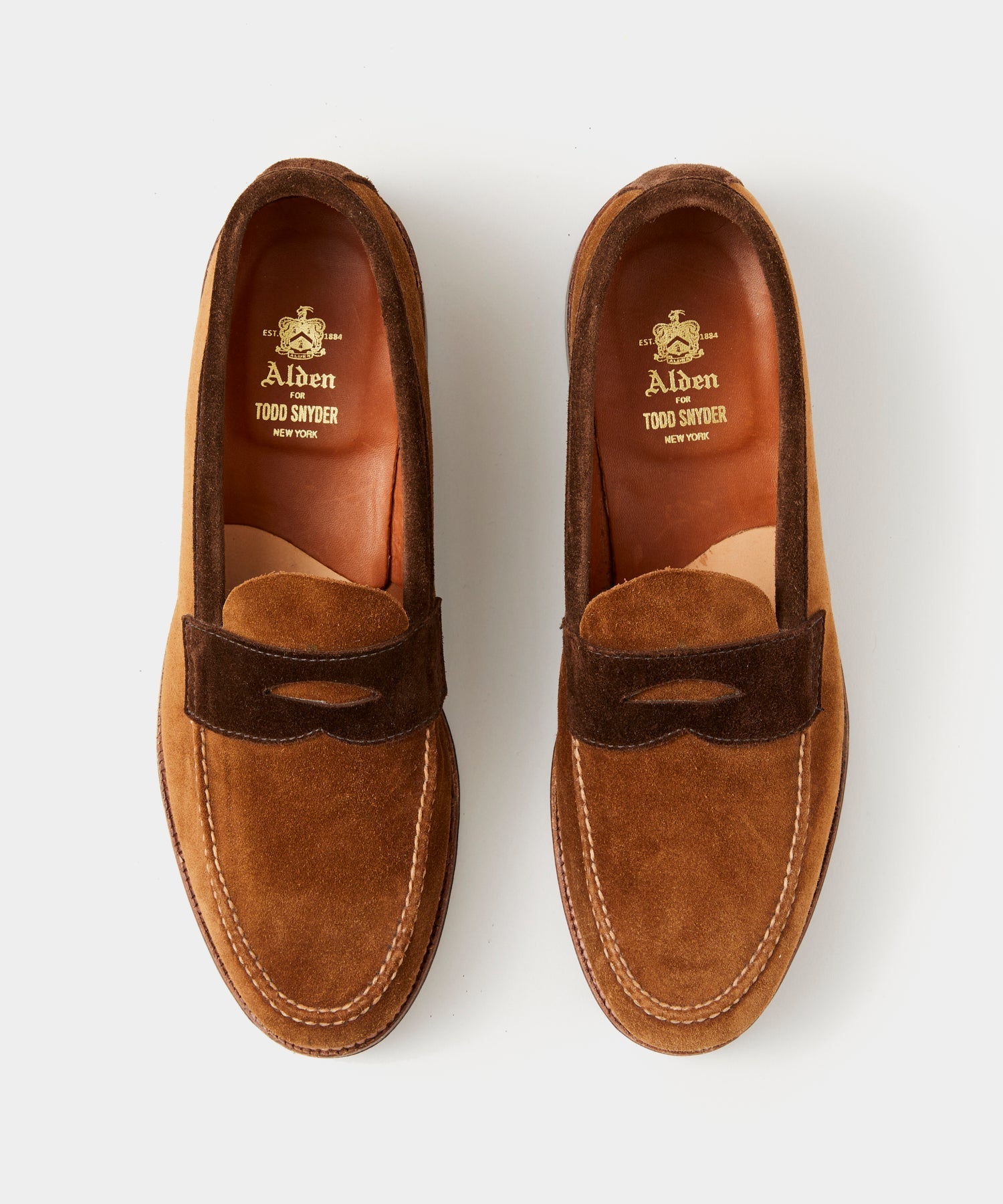 Todd Snyder x Alden Two-Tone Penny Loafer in Snuff