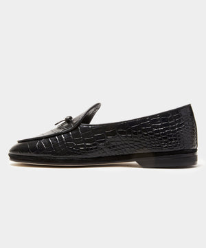 Todd Snyder x Rubinacci Marphy Loafer in Black Croc Leather