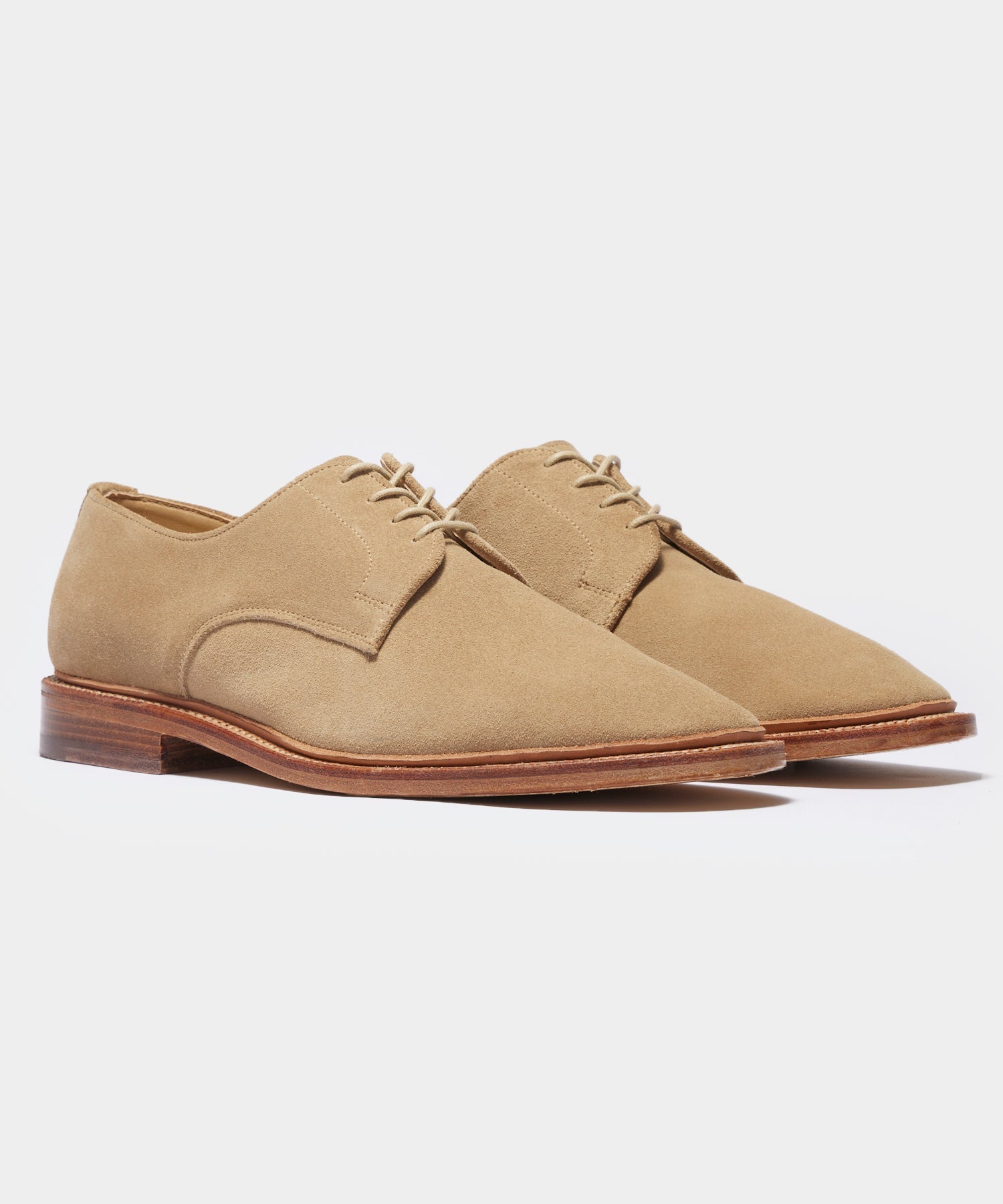 Todd Snyder x Sanders Archie Unconstructed Lace-up Derby in Milkshake Suede