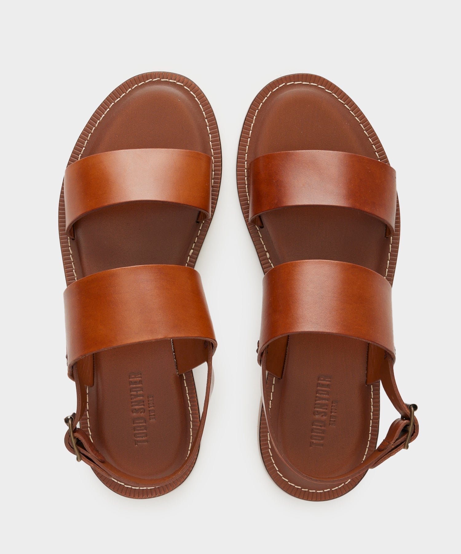 Tuscan Leather Double Strap Sandal in Warm Cognac