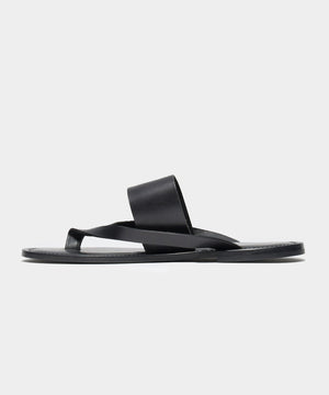 Tuscan Leather Thong Cross Sandal in Black