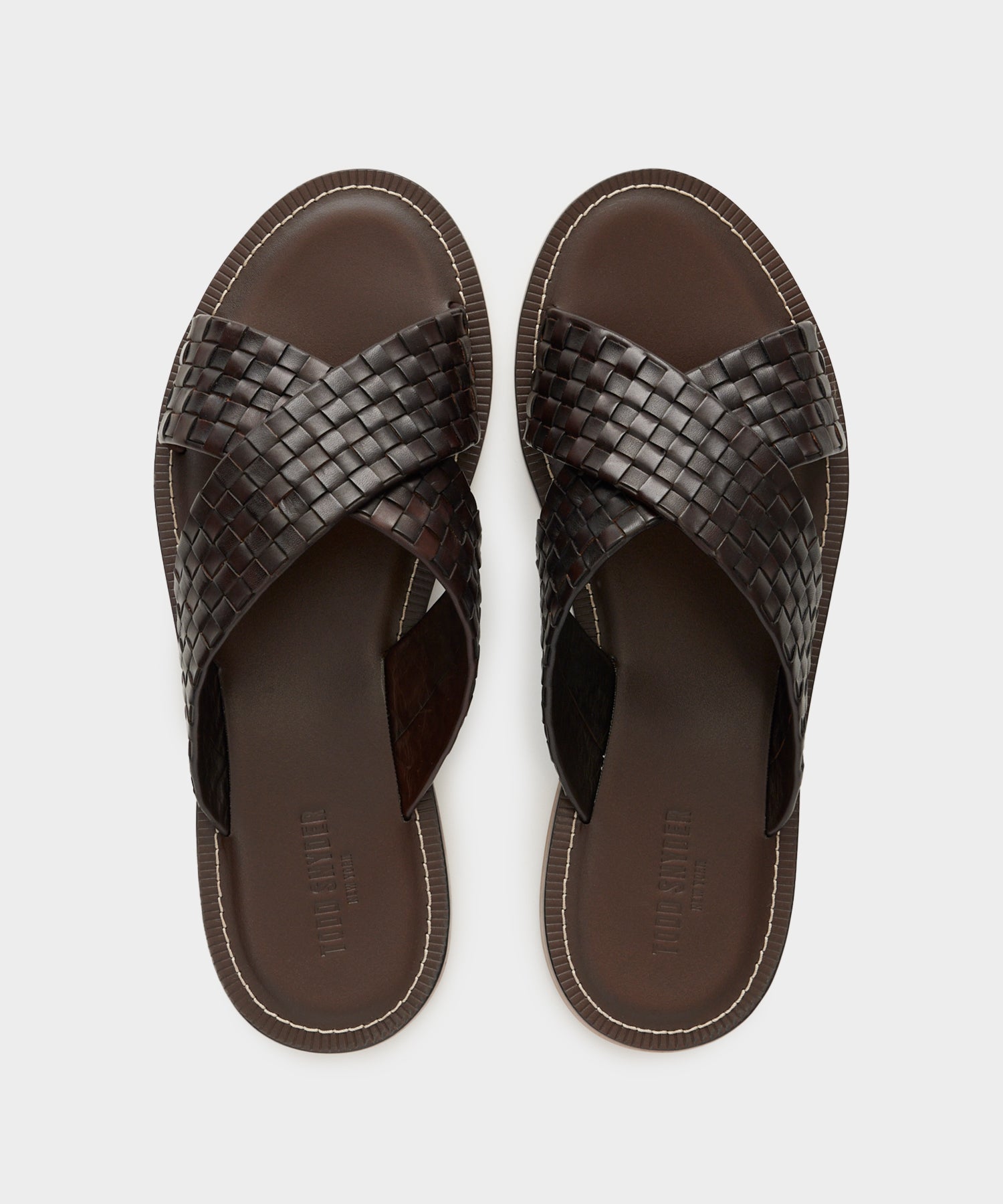 Tuscan Leather Woven Crisscross Sandal in Brown