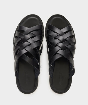 Tuscan Leather Woven Sandal in Black