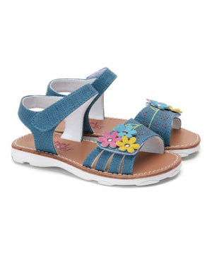 Valencia Imports (Rachel Shoes) Toddler and Little Girls Tiana Sandal w/ Velcro Strap Denim / Multi