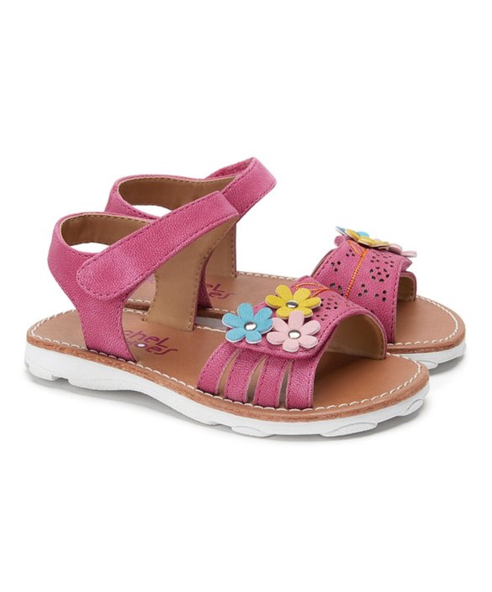 Valencia Imports (Rachel Shoes) Toddler and Little Girls Tiana Sandal w/ Velcro Strap Strawberry / Multi