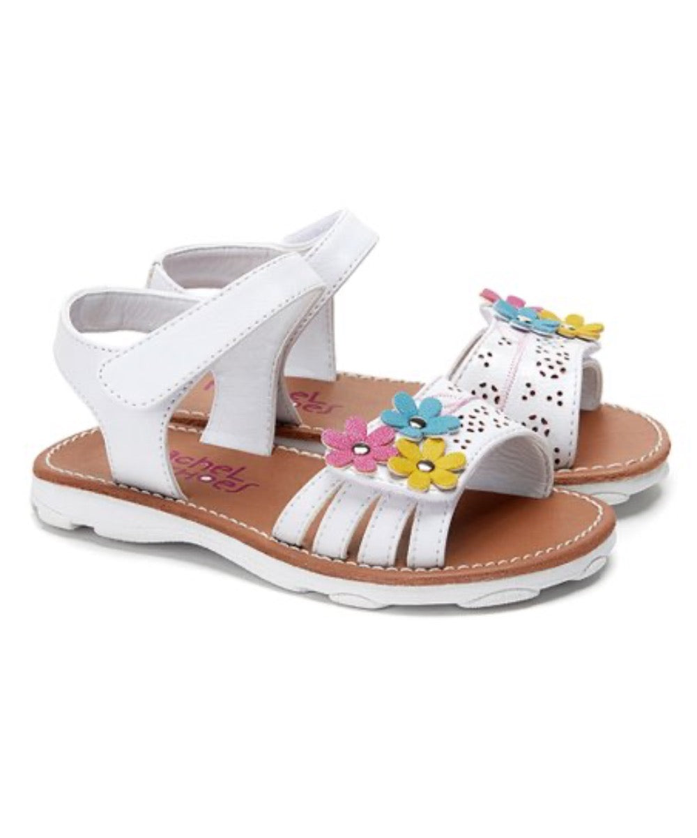 Valencia Imports (Rachel Shoes) Toddler and Little Girls Tiana Sandal w/ Velcro Strap White / Multi